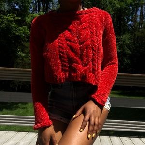 Super soft red cropped sweater